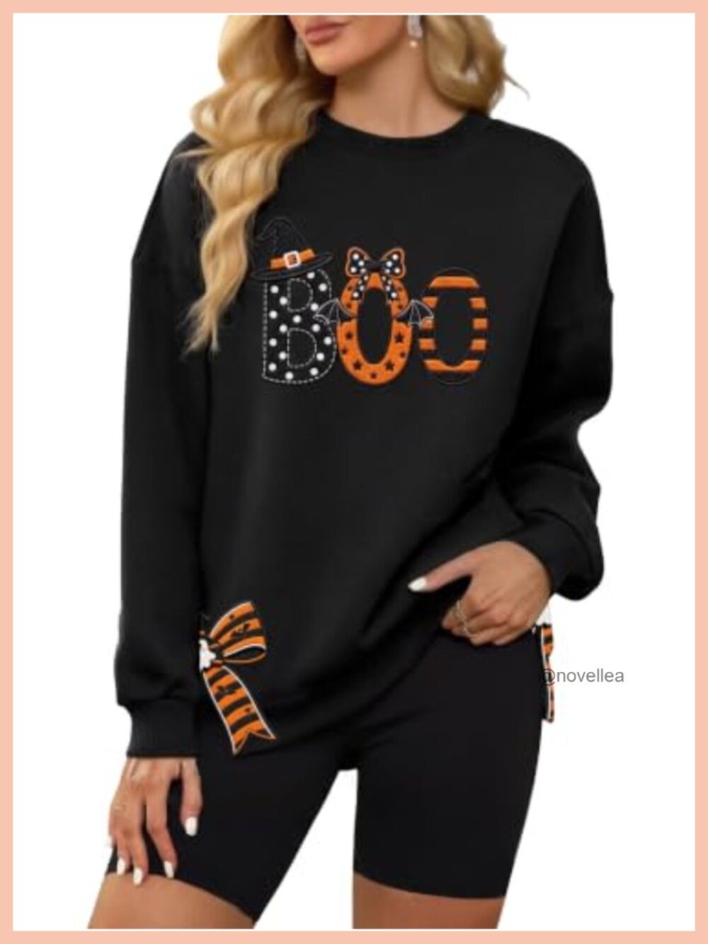 Halloween Boo Graphic Long Sleeve Sweatshirt Crew Neck Pullover